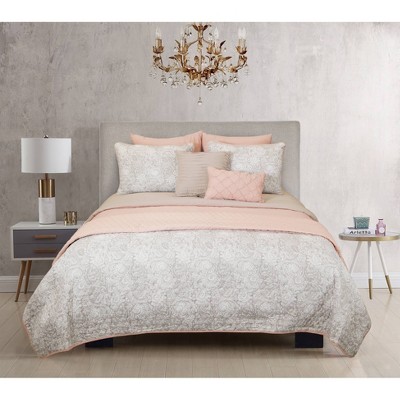 Riverbrook Home Twin Katie 6pc Layered Comforter & Coverlet Set Blush/Taupe