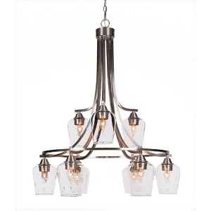 Toltec Lighting Paramount 9 - Light Chandelier in  Brushed Nickel with 5" Clear Bubble Shade - 1 of 1