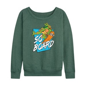 Women's - Teenage Mutant Ninja Turtles - So Board Lightweight French Terry Wide Neck Long Sleeve Shirt - 1 of 4