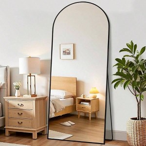 Arched Full Length Mirror 59 inchx 19 inch Floor Mirror Freestanding Black Bedroom Living Room Cloakroom Full Body Mirror with Stand - 1 of 4