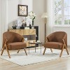 Mid-Century Modern Accent Chair with Boucle Upholstery, Low Profile Lounge Chair for Living Room, Bedroom, Comfortable Reading Chair with Wood Frame - 4 of 4