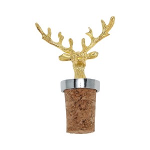 Unique Bargains Deer Cork Stopper Aluminum Alloy Wood Gold Tone Brown 2.72"x2.09"x0.79" 1 Pc - 1 of 3