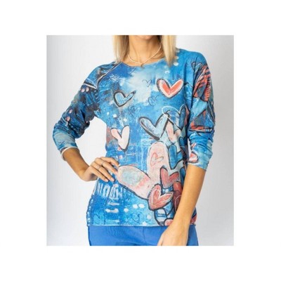Women's Heart Abstract Print Top - Look Mode USA
