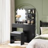 VASAGLE Vanity Desk with Mirror and Lights, 35.4-Inch Wide Makeup Vanity with Upholstered Vanity Stool, Power Outlets, Dimmable LED Lights, Ink Black - 2 of 4