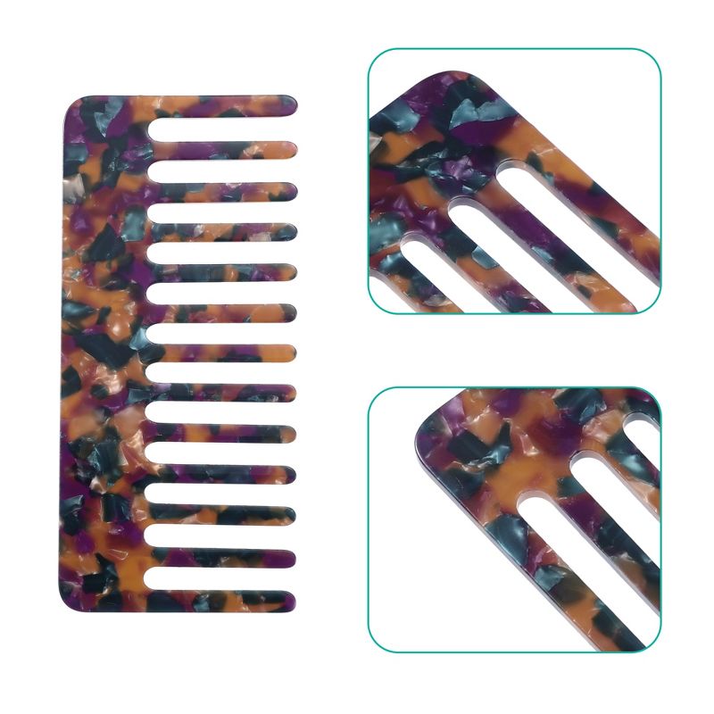 Unique Bargains Anti-Static Hair Comb Wide Tooth for Thick Curly Hair Hair Care Detangling Comb For Wet and Dry Dark 2.5mm Thick 2 Pcs, 3 of 7