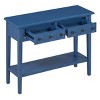 GlasFlength Console Tables Rustic Entryway Table with Two Drawers and Open Shelf Elegant Design for Living Room Hallway, Blue, 38.2"*13"*31.9" - 3 of 4