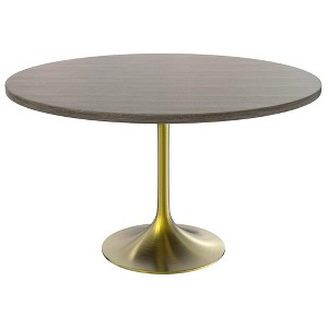 LeisureMod Verve Mid-Century Modern 48" Round Dining Table with MDF Top and Brushed Gold Pedestal Base for Dining Room and Kitchen - 1 of 4