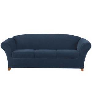 Stretch Pique 4pc Sofa Slipcover Navy - Sure Fit, Blue