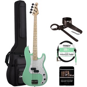 Sawtooth EP Series Electric Bass Guitar with Gig Bag & Accessories, Surf Green w/ Pearl Pickguard - 1 of 4