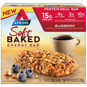 Atkins Soft Baked Energy Meal Bars - Blueberry - 8.82oz/5pk - 1 of 4