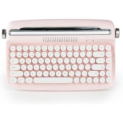 YUNZII ACTTO B303 Wireless Typewriter Keyboard, Bluetooth Connection, Cute Retro Aesthetic Design with Integrated Stand (B303, Baby Pink)