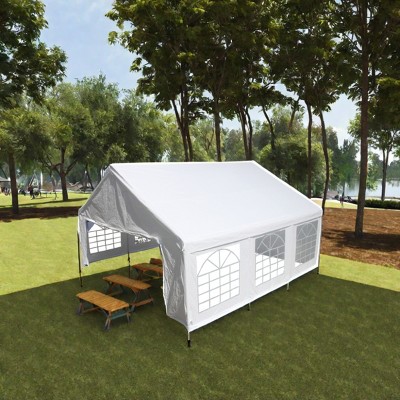 20×20 Feet Party Tent, Outdoor Heavy Duty Marquee Carport, Portable Gazebos with Steel Frame, Events Shelter Tent with Storage Carry Bags-Coolbibila