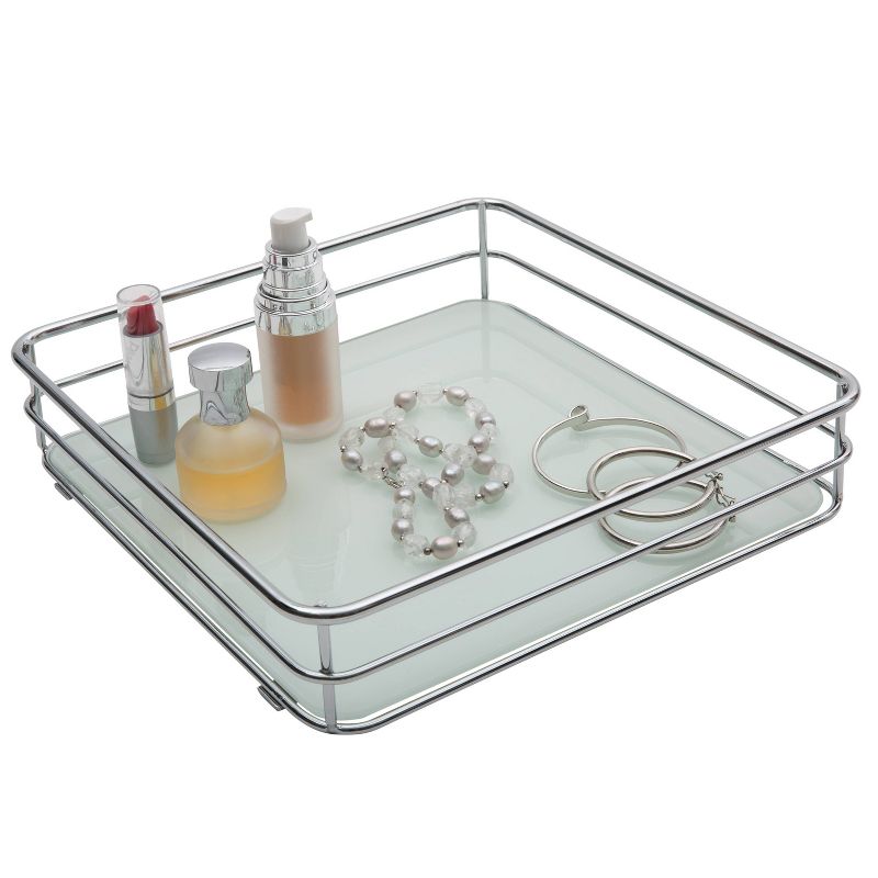 Square Vanity Tray with Glass Chrome - Elle D&#233;cor, 3 of 5