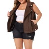 Agnes Orinda Women's Plus Size Winter Lapel Zipper Utility Motorcycle Faux Suede Sleeveless Fashion Vests - 2 of 4