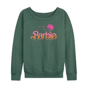 Women's - Barbie - Water Reflection Logo Lightweight French Terry Wide Neck Long Sleeve Shirt - 1 of 4