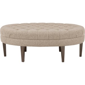 Large Oval Cocktail Ottoman with Tufting Beige - Threshold