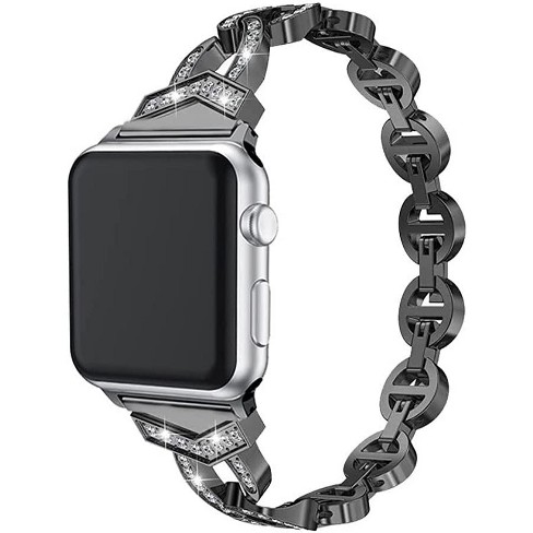 Worryfree Gadgets Metal Bling Band for Apple Watch 38/40/41mm, 42/44/45mm  iWatch Band Series 8 7 6 SE 5 4 3 2 1 - 38/40/41mm - Black