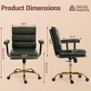 Bosmiller Faux Leather Home Office Desk Chair, Gold Base Vanity Chair with Wheels, Padded Seat and Armrests, Swivel Executive Computer Chair - 2 of 4