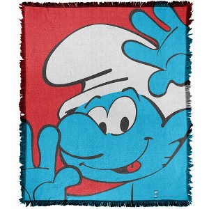 The Smurfs Smurf Closeup Blanket 50"x60" Woven Tapestry - 1 of 4