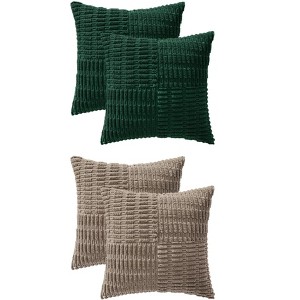REGALWOVEN 4 Pcs Solid Corduroy Soft Decorative Throw Pillow Covers for Modern Farmhouse Home Decor 18 x 18 Inch - 1 of 4