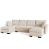 XIZZI 4-Piece Chenille Sofa Set with Large Chaise & Ottoman - Modern Sectional Sofa in White/Beige/Gray/Black, with Round/Square/Sloped Armrest - 3 of 4