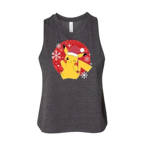 Women's - Pokémon - Pikachu Santa Hat Ugly Sweater Graphic Racerback Tank - 1 of 2