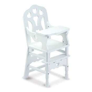 Melissa & Doug White Wooden Doll High Chair With Tray