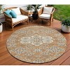 Terra Cotta Gray And Beige Medallion Washable Indoor Outdoor Area Rug - 2 of 4