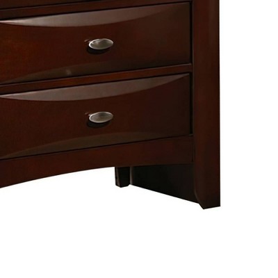 Espresso 3-Drawer Rubber Wood Nightstand with Pull-Out Tray