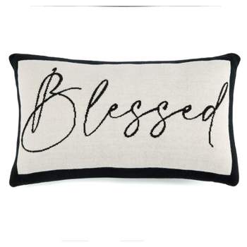 Shiraleah Black and White "Blessed" Lumbar Pillow
