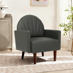TUYOHW Shell Shaped Armchair,PU Leather Upholstered Lounge Chair with ...