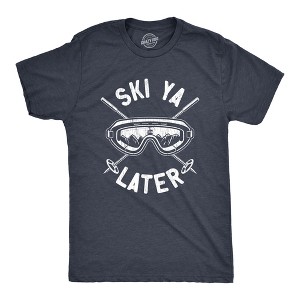 Mens Ski Ya Later T Shirt Funny Sarcastic Skiing Goggles Poles Mountain Graphic Tee For Guys - Crazy Dog Men's T Shirt - 1 of 4