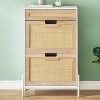 Natural Rattan Shoe Cabinet, 2 Flip Door Entrance Shoe Cabinet with a Drawer, Freestanding Entry Way Shoe Storage Cabinet - 4 of 4
