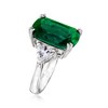 Ross-Simons 12.70 Carat Simulated Emerald and 1.70 ct. t.w. CZ Ring in Sterling Silver - 3 of 4