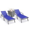 LeisureMod Marlin Patio Lounge Chairs with Arms and Fire Pit Side Table - Grey Trim, Set of 2 - 2 of 4