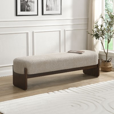 NicBex Upholstered Bench Elegant Beige Loop Yarn Ottoman for Bedroom, Entryway