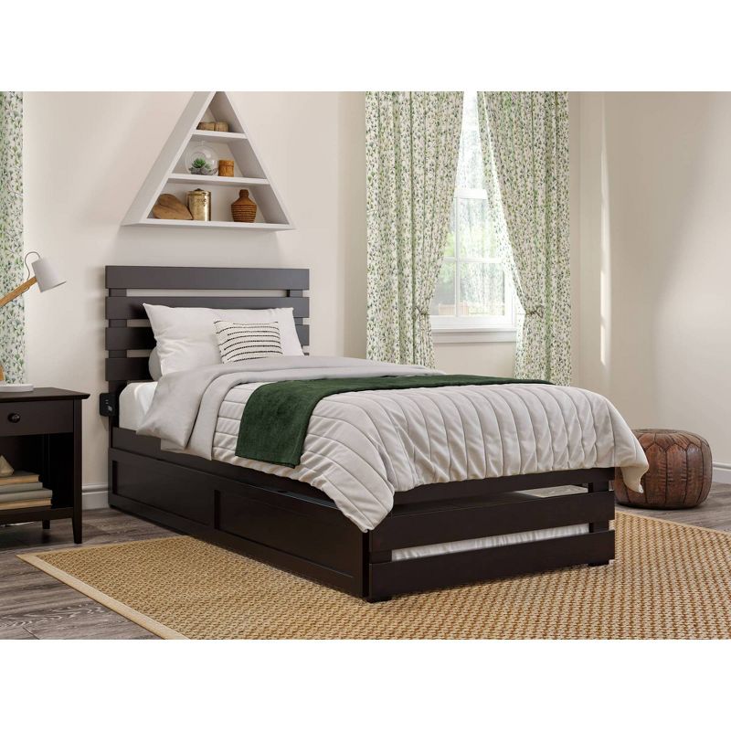 Twin XL Oxford Bed with Footboard and Twin XL Trundle Espresso - AFI, 3 of 10