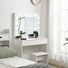 Gulches Vanity table with large lighted mirror, makeup vanity dressing table with drawer, 1pc upholstered stool for Women, Girl , white - 4 of 4