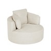 Compressible Corduroy Round Chair with Cushioned Backrest - Modern Comfort Seating for Living Room,Office,Apartment(no swivel) - 4 of 4