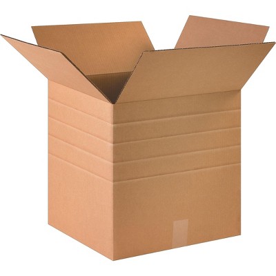 The Packaging Wholesalers 16" x 16" x 16" Multi-Depth Shipping Boxes 32 ECT Brown 25/Bundle