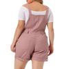 Agnes Orinda Women's Plus Size Adjustable Strap Pocket Roll Hem Denim Overall Jean Shorts - 4 of 4