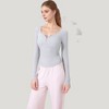 Anna-Kaci Active Women's Long Sleeve Henley Activewear Top with Scoop Neckline and Streamlined Fitted Silhouette - 3 of 4