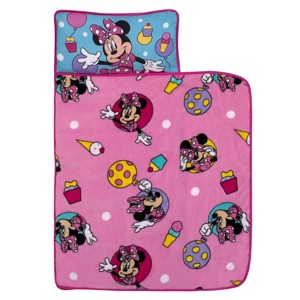 Disney Minnie Mouse Let's Party Pink, Lavender, and Aqua Balloons, Ice-cream Cones, Cupcakes, and Confetti Toddler Nap Mat - 1 of 4