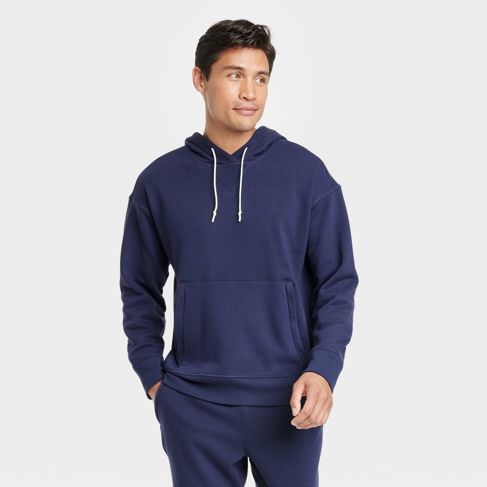 Men's Cotton Fleece Hooded Sweatshirt - All in Motion™ Navy S