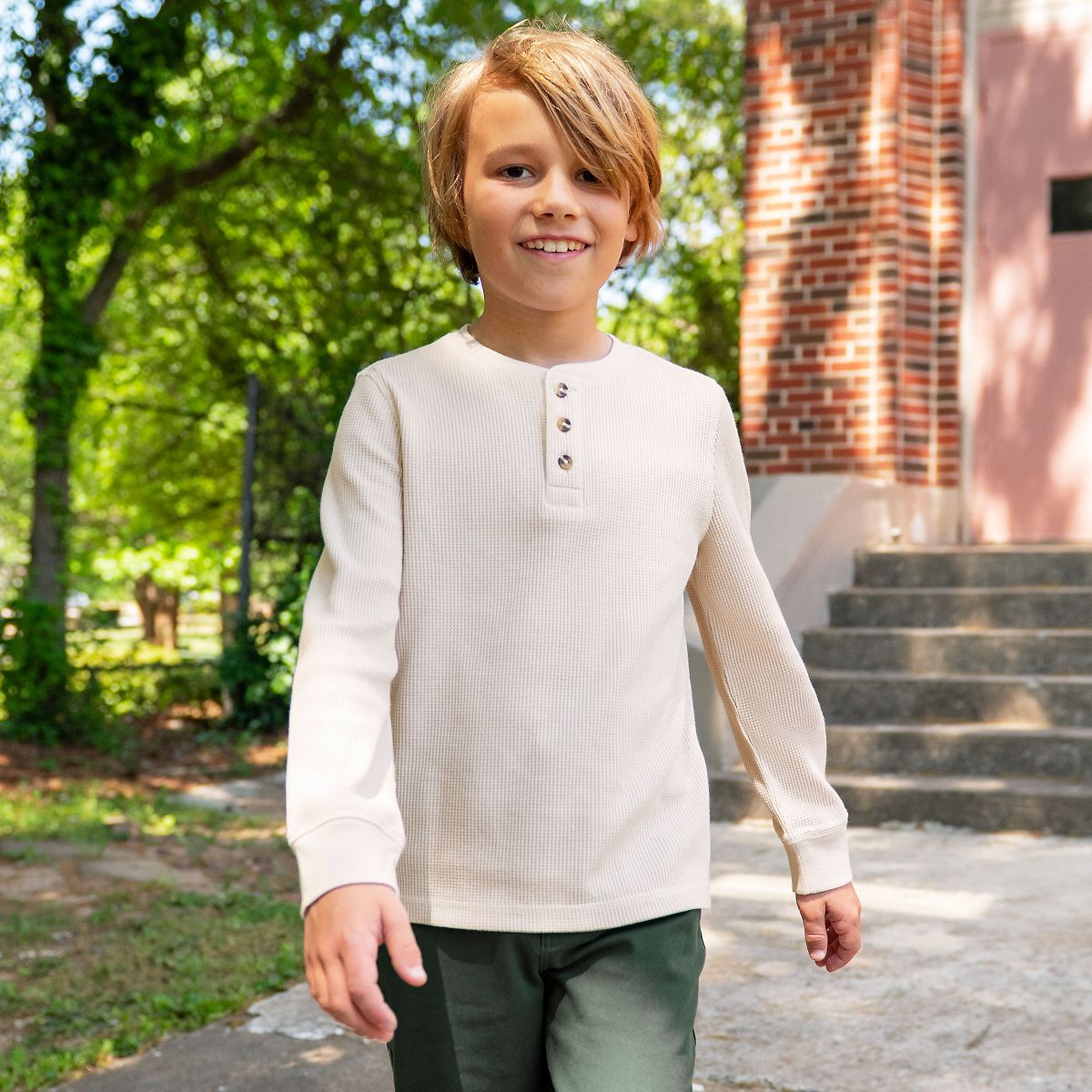 Lands' End Kids Thermal Henley Shirt