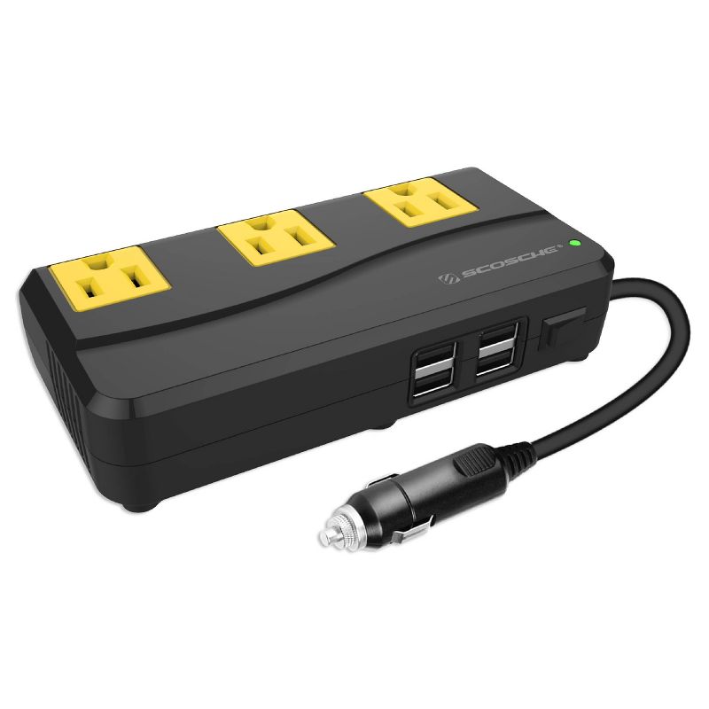 Scosche 200W Portable Power Inverter with 4 USB Ports PI200PS, 1 of 5