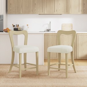 Okak Set of 2 Counter Height Bar Stools for Dining Rooms,Upholstered Heart-Shaped Hollow Back Counter Bar Stools Without Arm - 1 of 4