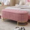 NicBex Oval Velvet Storage Ottoman Bench,Upholstered Storage Ottoman with Metal Legs and Button-Tufted,Storage Bench for Living Room,Bedroom - 2 of 4