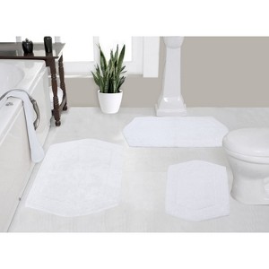 Waterford Collection Tufted Bath Rug, Extra Soft and Absorbent, Non-Slip Bath Mats, Machine Washable bath rugs for Bathroom, 3 Piece Set, White - 1 of 4