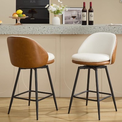 Jojoka Modern Upholstered Bar Stools with Back and Pedals